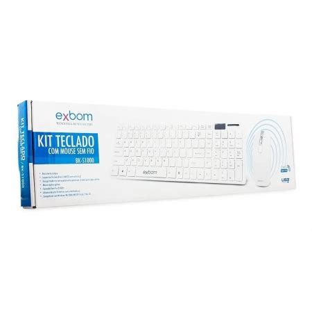 TECLADO E MOUSE SEM FIO Branco SLIM MULTIMIDIA EXBOM BK S1000