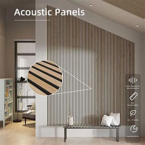 Wooden Veneer 3D Pet MDF Composite Akupanel Wall Panel Soundproof Board