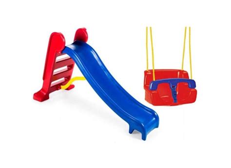 Escorregador Infantil E Balanço - Escorregador infantil 3 degraus com balanço bebê - diversão garantida ...