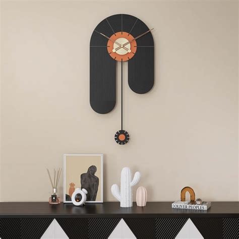 Modern Large Wall Clock Irregular Metal Oversized Decorative Wall Clocks in Black | Homary