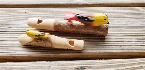 Vintage Wood Bird Whistles Made In Switzerland Set Of 2 Hand Carved