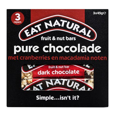 Eat Natural 3 Pack Fruit And Nut Bars Pure Chocolade Bestel Glutenvrije Producten Van Eat