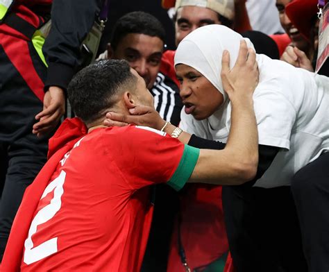 Touching Moment Morocco Hero Achraf Hakimi Celebrates With A Big Kiss