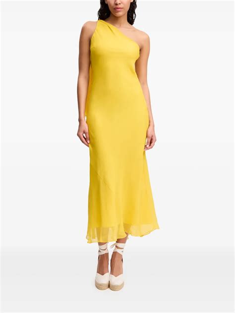 Alejandra Alonso Rojas One Shoulder Silk Dress Yellow Farfetch