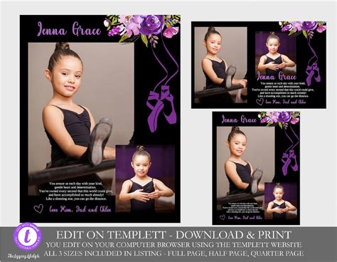 Dance Recital Program Ad Yearbook Ad High School Senior Page Middle Elementary Or Pre School