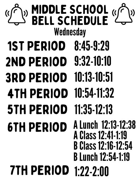 Middle School Bell Schedule Blankner School