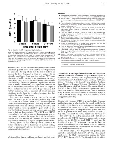 (PDF) Assessment of Parathyroid Function in Clinical Practice: Which Parathyroid Hormone Assay ...