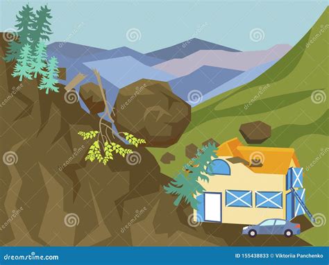 Landslide Vector Illustration | CartoonDealer.com #191828484