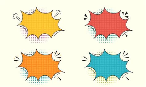 Premium Vector Retro Comic Empty Speech Bubbles Set On Colorful