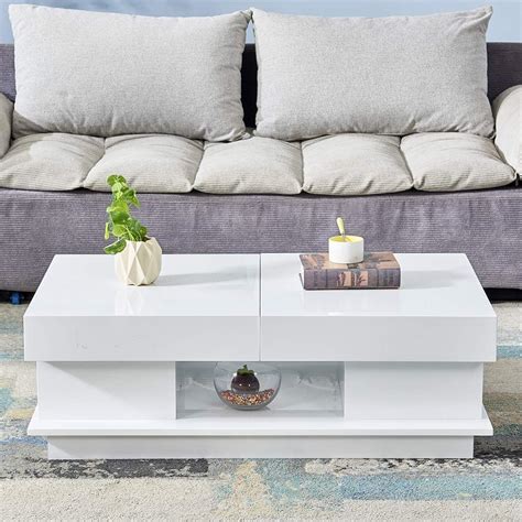 BonChoice Stylish White High Gloss Coffee Table Living Room Sofa Side