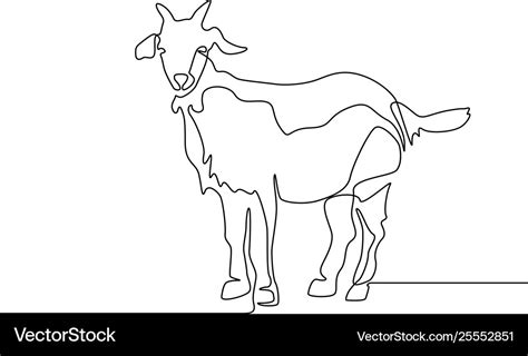 Continuous One Line Drawing Goat Royalty Free Vector Image