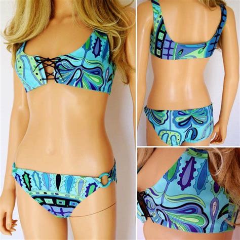 Vintage S Emilio Pucci Mod Psychedelic Bikini Hippie Cotton