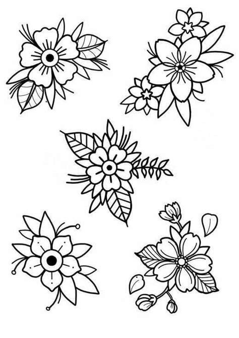 Traditional Flower Tattoo Stencils