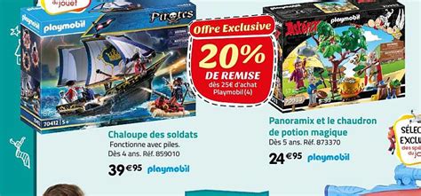 Promo Chaloupe Des Soldats Playmobil Panoramix Et Le Chaudron De