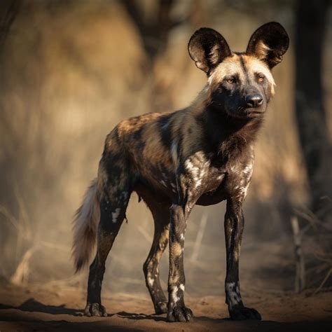 Un Perro Con Una Mancha Negra En La Espalda Se Para En El Bosque