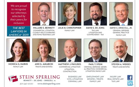 Best Lawyers In America Recognizes Nine Stein Sperling Attorneys