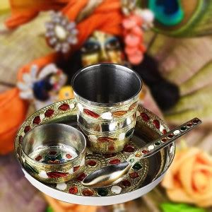 Rolimoli Laddu Gopal Ji Ke Bartan Pooja Thali Small Pcs Set