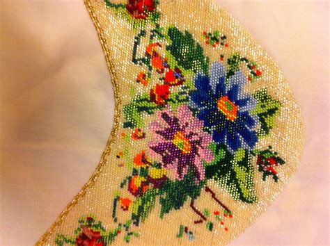 Kasut Manik Beaded Shoes Beaded Crafts Cross Stitch Flowers