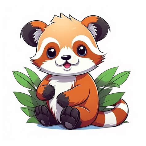 Premium Photo Cute Red Panda Holding Bamboo Cartoon Vector Icon