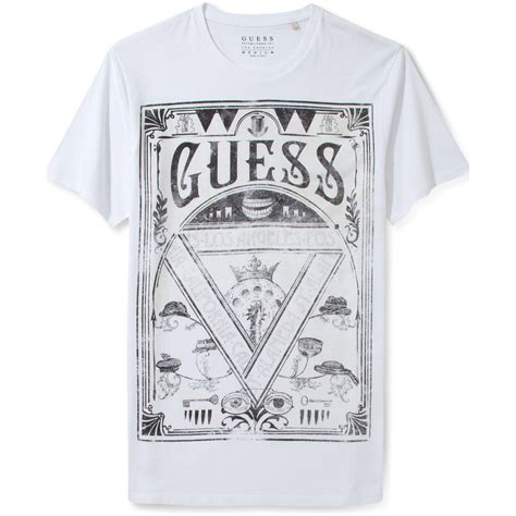 Guess Shirt Mystic Card Graphic Tshirt In White For Men Optic White