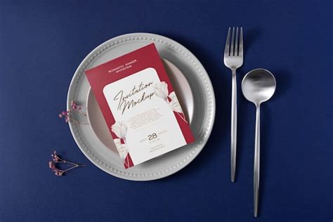 Premium PSD Above View Romantic Dinner Invitation