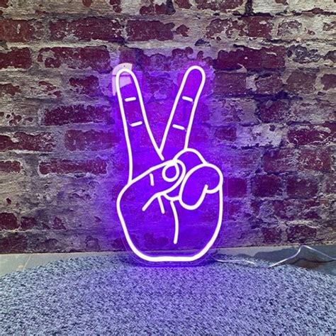 Peace Hand Symbol Neon Light Free Remotedimmer Custom Neon®