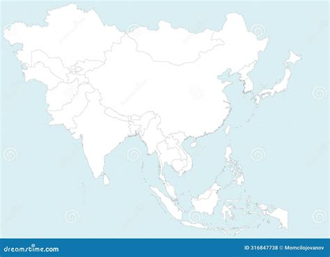 Mapa Blanco De Asia Con Altos Detalles Ilustraci N Del Vector