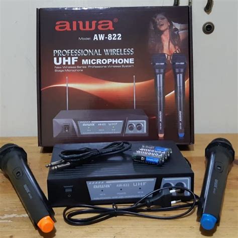 Jual Mic Wireless Aiwa Aw Double Mic Wireless Aiwa Aw Mic Handle