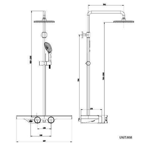 Bathroom Luxury Rain Mixer Shower Combo Set With Shelf