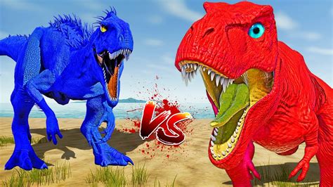 Red T Rex Vs Blue Malusaurus Vs Spinosaurus Vs Godzilla Dinosaurs