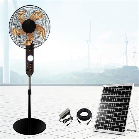 Makiperfe 16 Inch Solar Pedestal Fan 5 Blade Oscillating