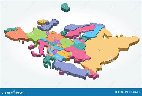 Europa 3d Mapa Isométrico Coloreado Por Regiones Ilustración del Vector