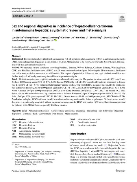 Pdf Sex And Regional Disparities In Incidence Of Hepatocellular