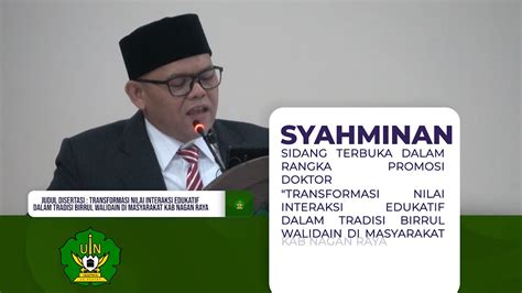 SIDANG PROMOSI DOKTOR SYAHMINAN MAHASISWA S3 PASCASARJANA UIN AR RANIRY