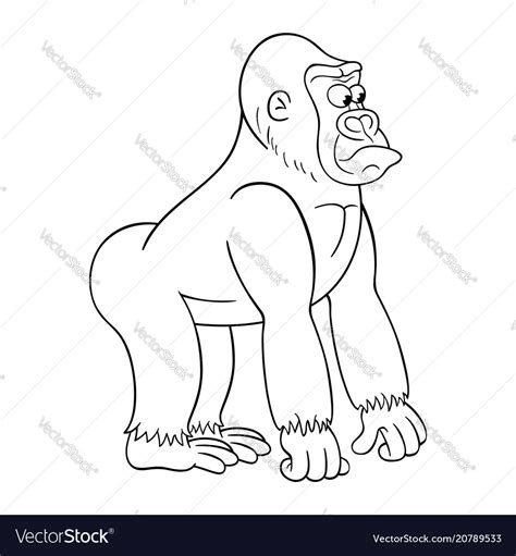 Black and white of cartoon gorilla Royalty Free Vector Image