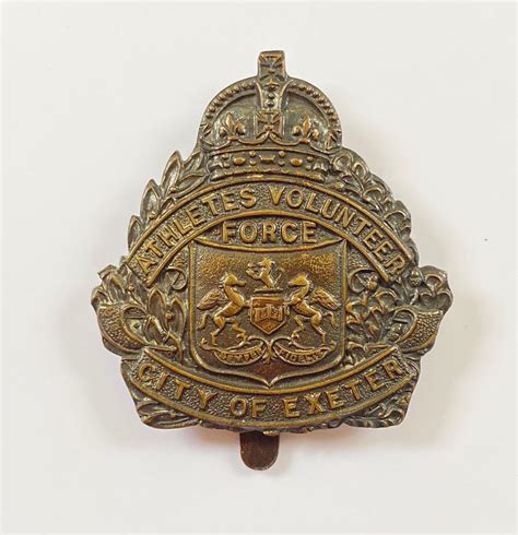 City Of Exeter Athletes Volunteer Force Vtc Ww1 Bronze Cap Badge