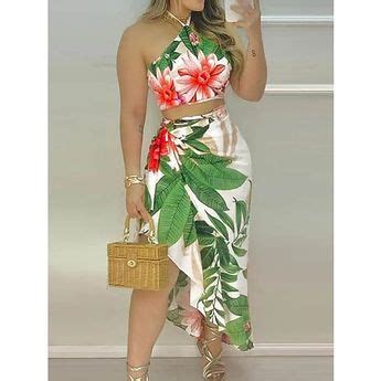 Women S Two Piece Dress Set Skirt Set Print Dress Holiday Going Out