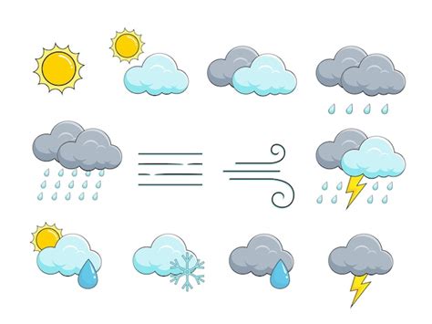 Vector De Signos Y S Mbolos Meteorol Gicos Parte Vector Premium