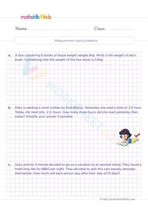 Measurement Word Problems Worksheet