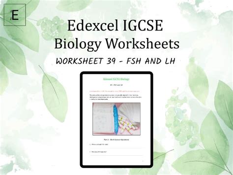 Edexcel Igcse Biology Worksheet Fsh And Lh Teaching Resources