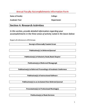 Faculty Accomplishments Form Fill Online Printable Fillable Blank