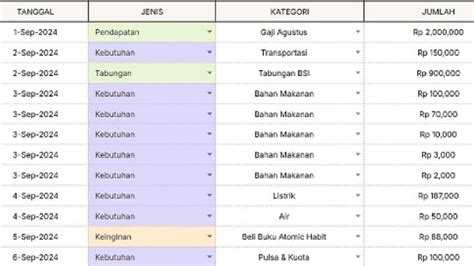 Unduh Spreadsheet Kaluna Bisa Nabung 300 Juta Template Cash Flow Gaji