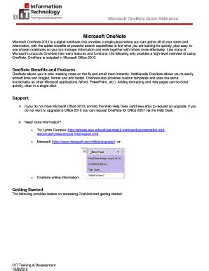 Fillable Online Microsoft Onenote Quick Reference Fax Email Print