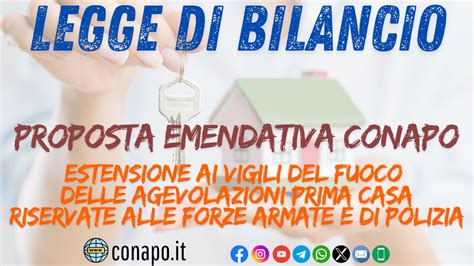 LEGGE DI BILANCIO PROPOSTA EMENDATIVA CONAPO ESTENSIONE AI VIGILI