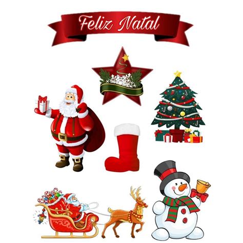 Topo De Bolo Feliz Natal Cortado Colado Envio Imediato Pronta Entrega