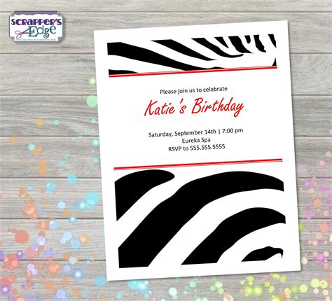 Zebra Print Party Invitations Printable