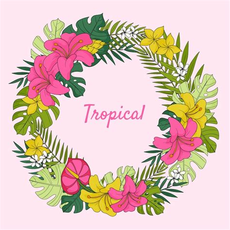 Marco De Flores Tropicales Dibujadas A Mano Vector Gratis