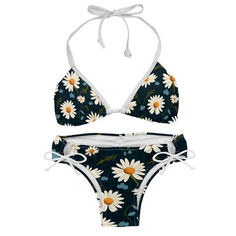 Daisy Two Pack Bikini Set With Detachable Sponge And Adjustable Strap For Beach And Swimming