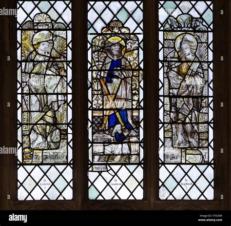 Medieval Stained Glass Window Holy Trinity Church Long Melford Suffolk England Saints