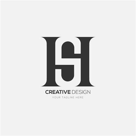 Logotipo De Letra Creativa De Espacio Negativo Hs O Sh Vector Premium